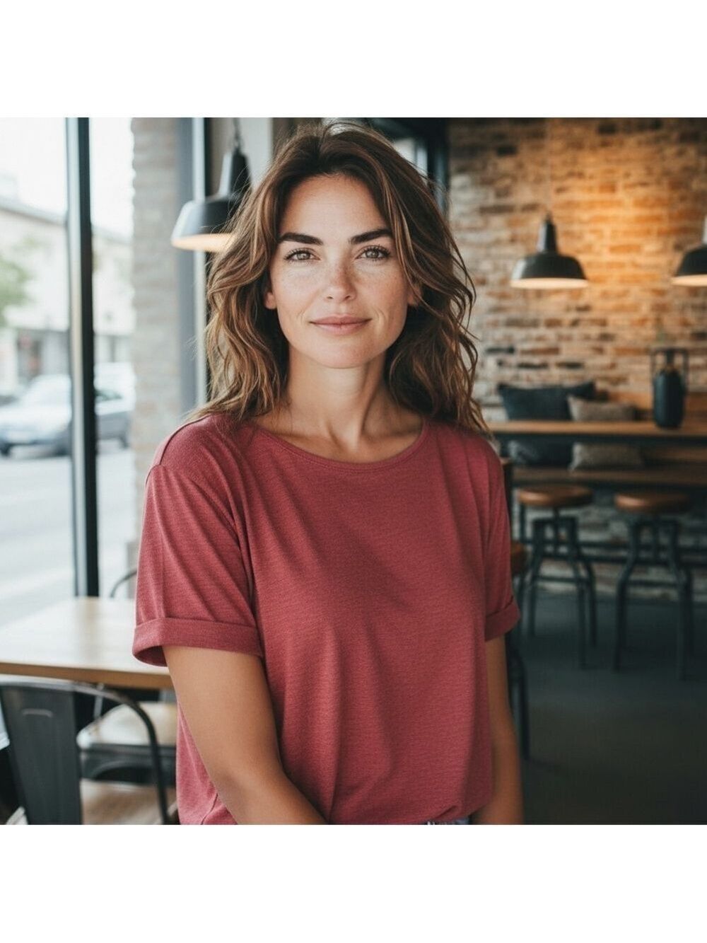 Cable & Gauge Red Boxy Relaxed T-Shirt